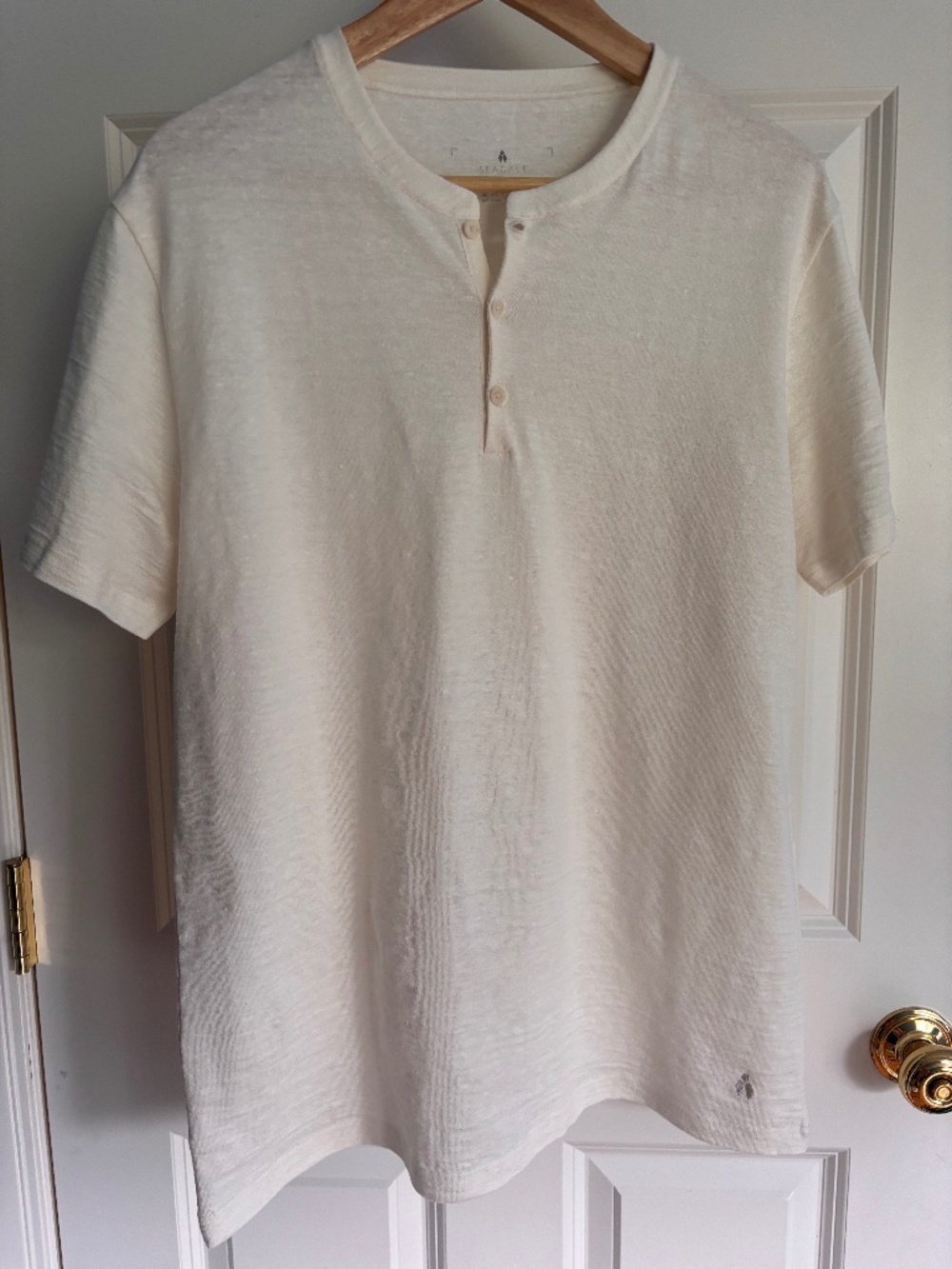 Seagale ivory linen henley t-shirt